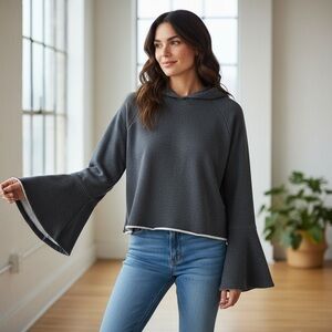 Melrose and Market Gray Bell Sleeve Hoodie